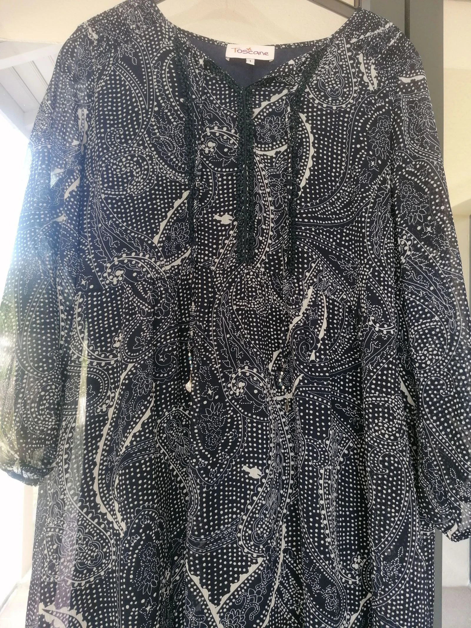 Vestido longo de verão, Toscane tamanho 1/38,40, azul-marinho e branco – photo 3